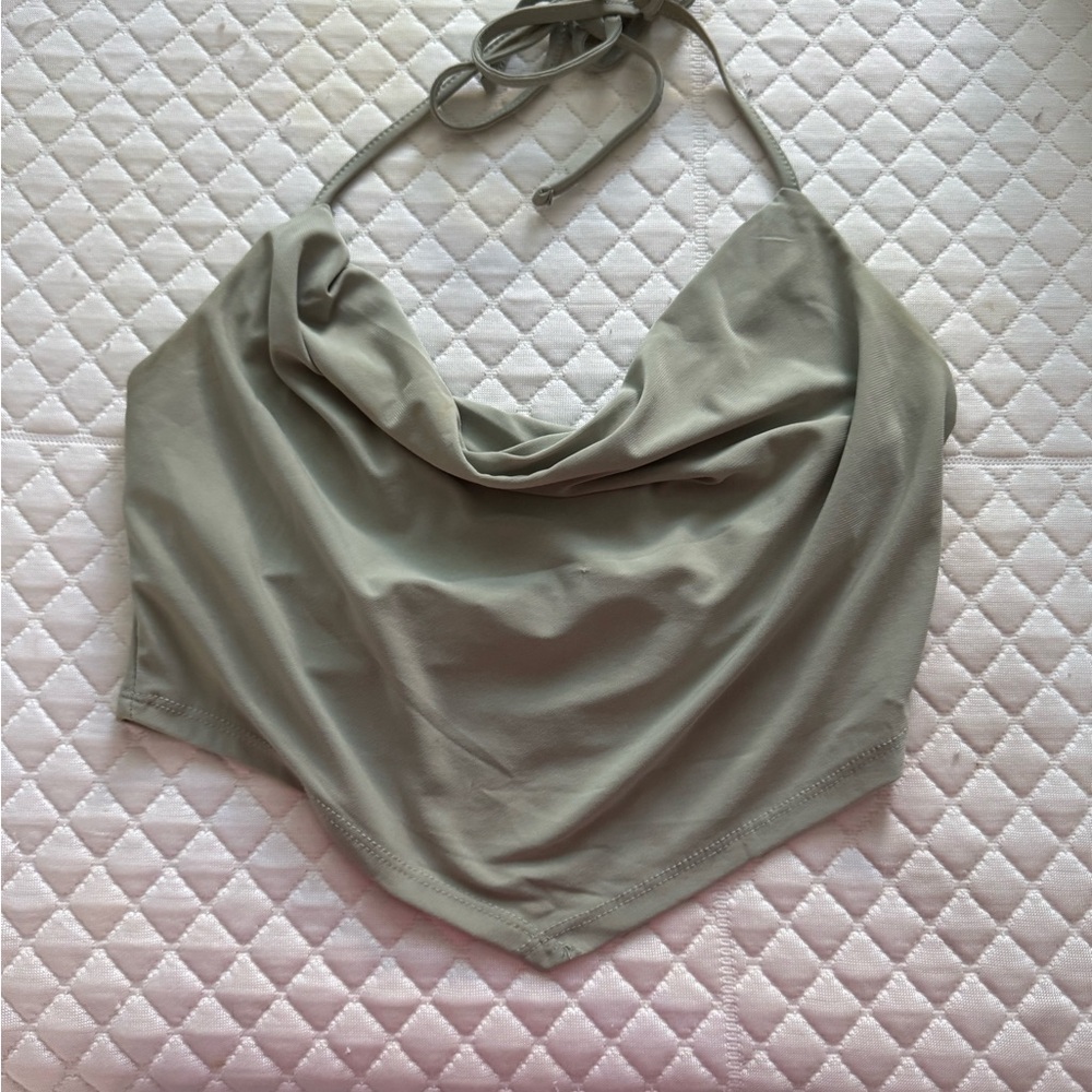 Sleek Halter Neck Top in Olive
